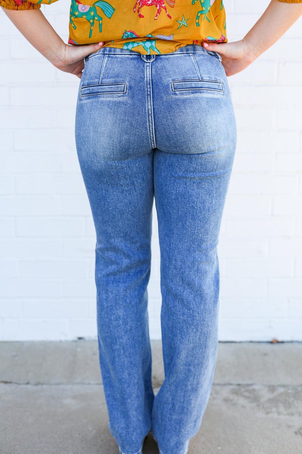 Sammie Straight Leg High Rise Line Jeans