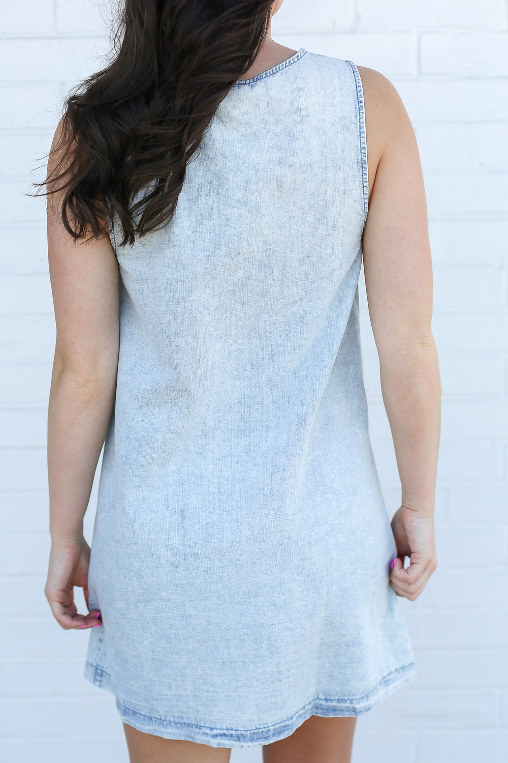 Scalloped Light Indigo Mini Dress