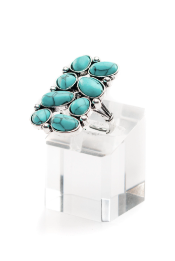 Adjustable Multi Stone Rectangular Turquoise Ring