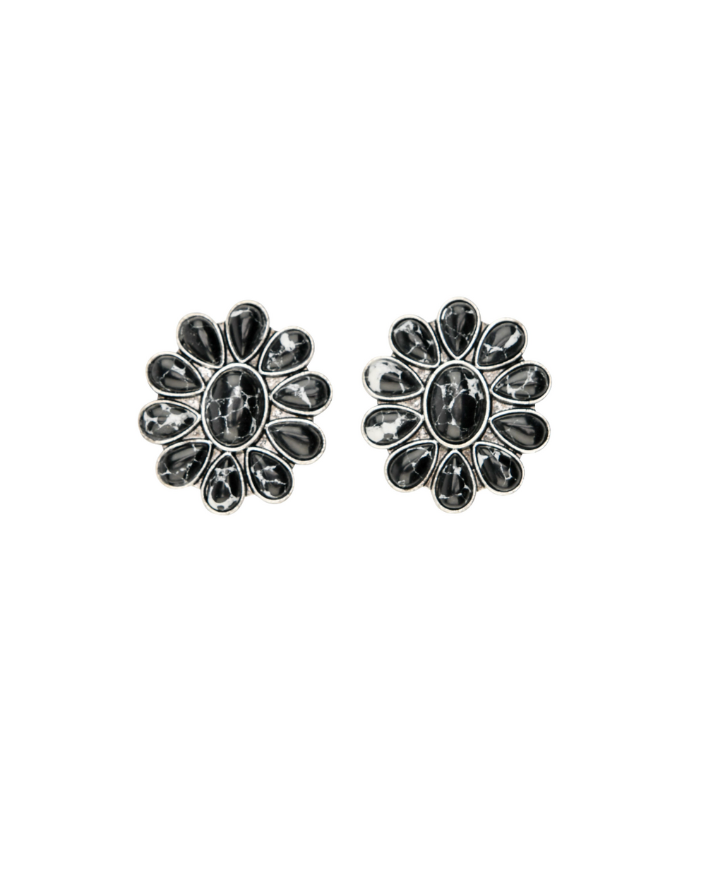 Black Flower Cluster Post Earrings