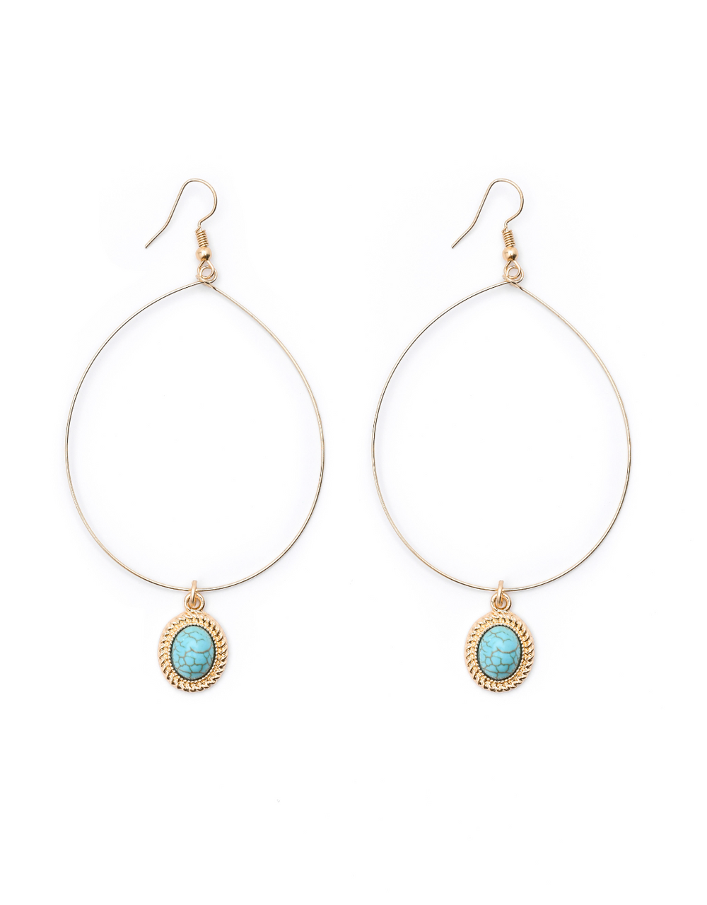4" Gold Wire Earring with Turquoise Charm