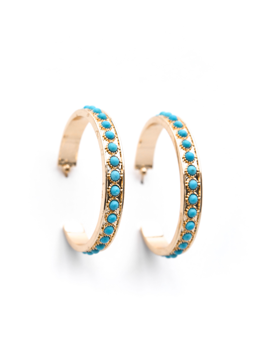 Gold and Turquoise Hoop Earring