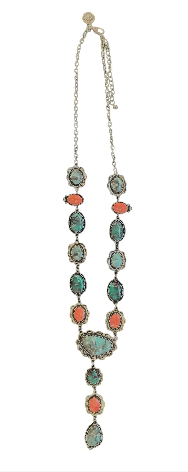 24" Multi Color Lariat Style Necklace with 3.5" Tail