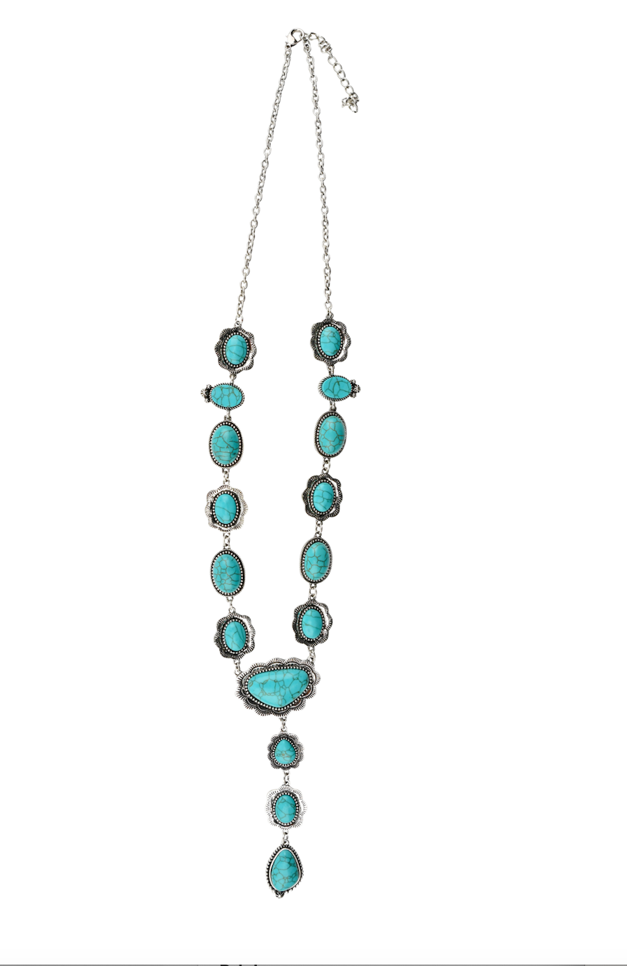 24" Turquoise Lariat Style Necklace with 3.5" Tail