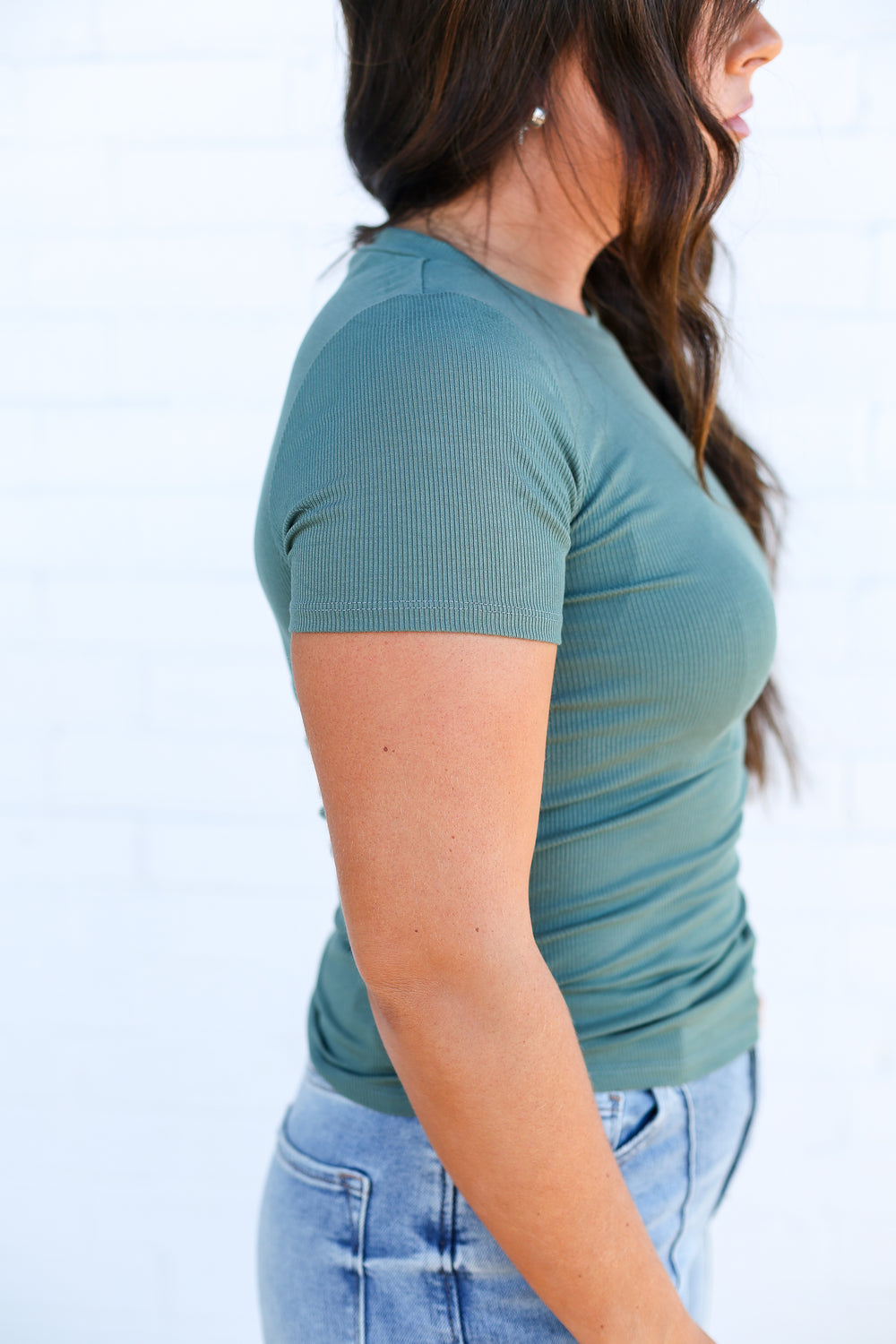 Silky Pine Base Micro-Ribbed Athleisure Top