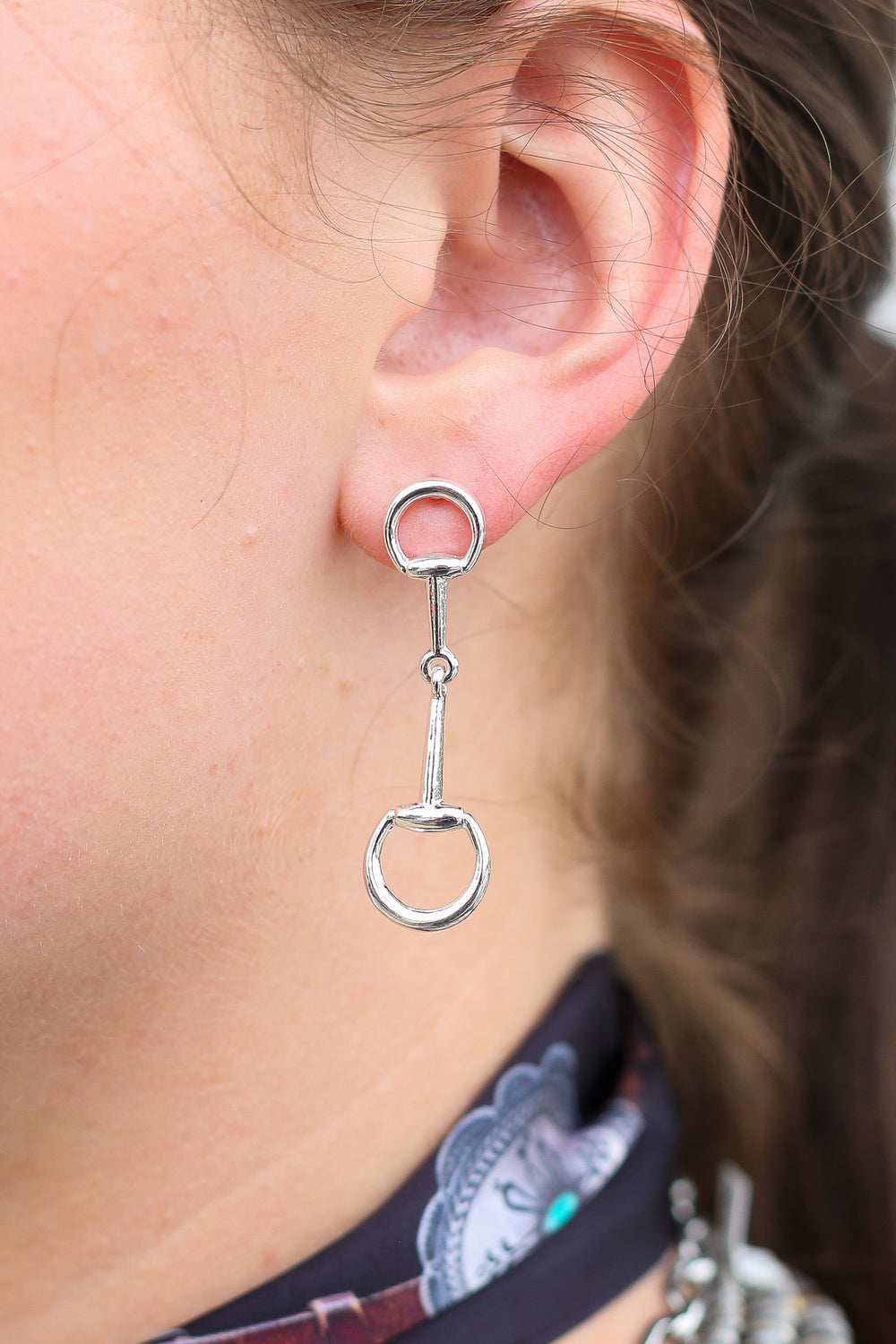 Silver Bella Horsebit Stud Earrings