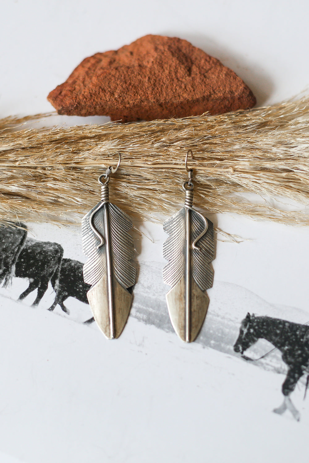 Silver Feather Dangle Earring