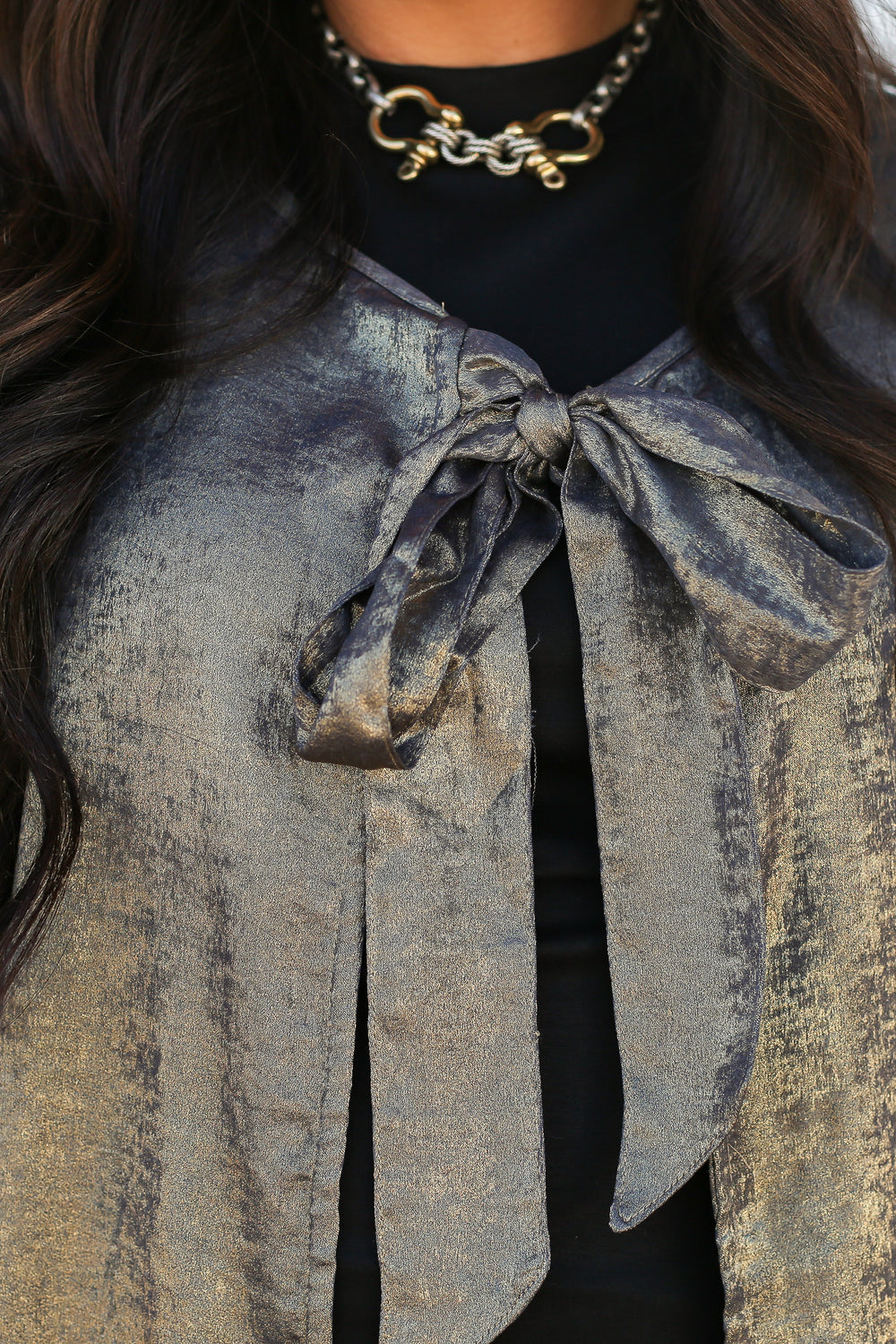 Silver Metal Ruffle Cape