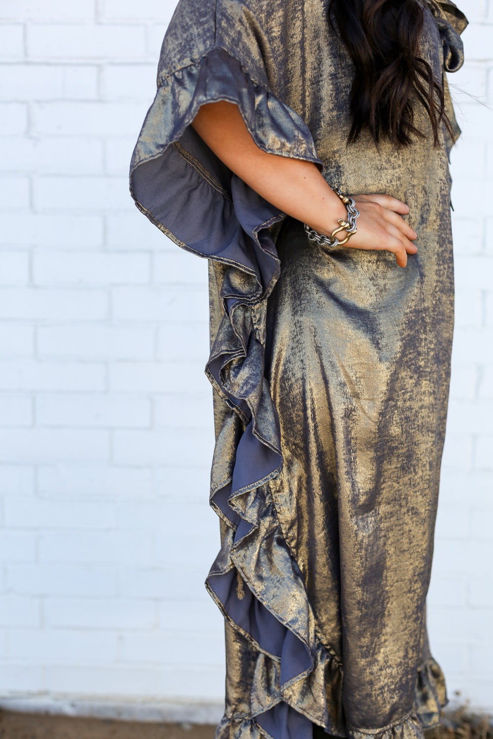 Silver Metal Ruffle Cape