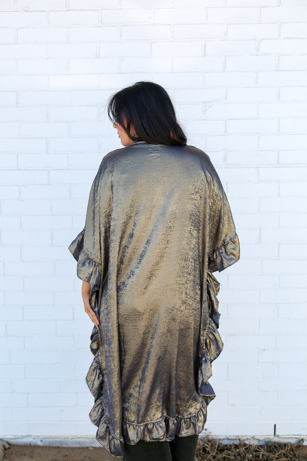 Silver Metal Ruffle Cape