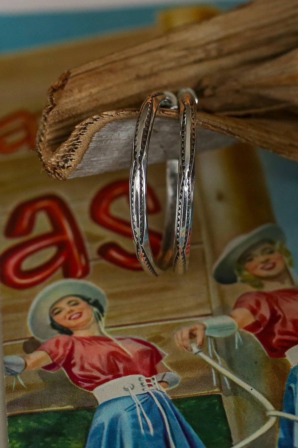 Silver Stamped Hoops