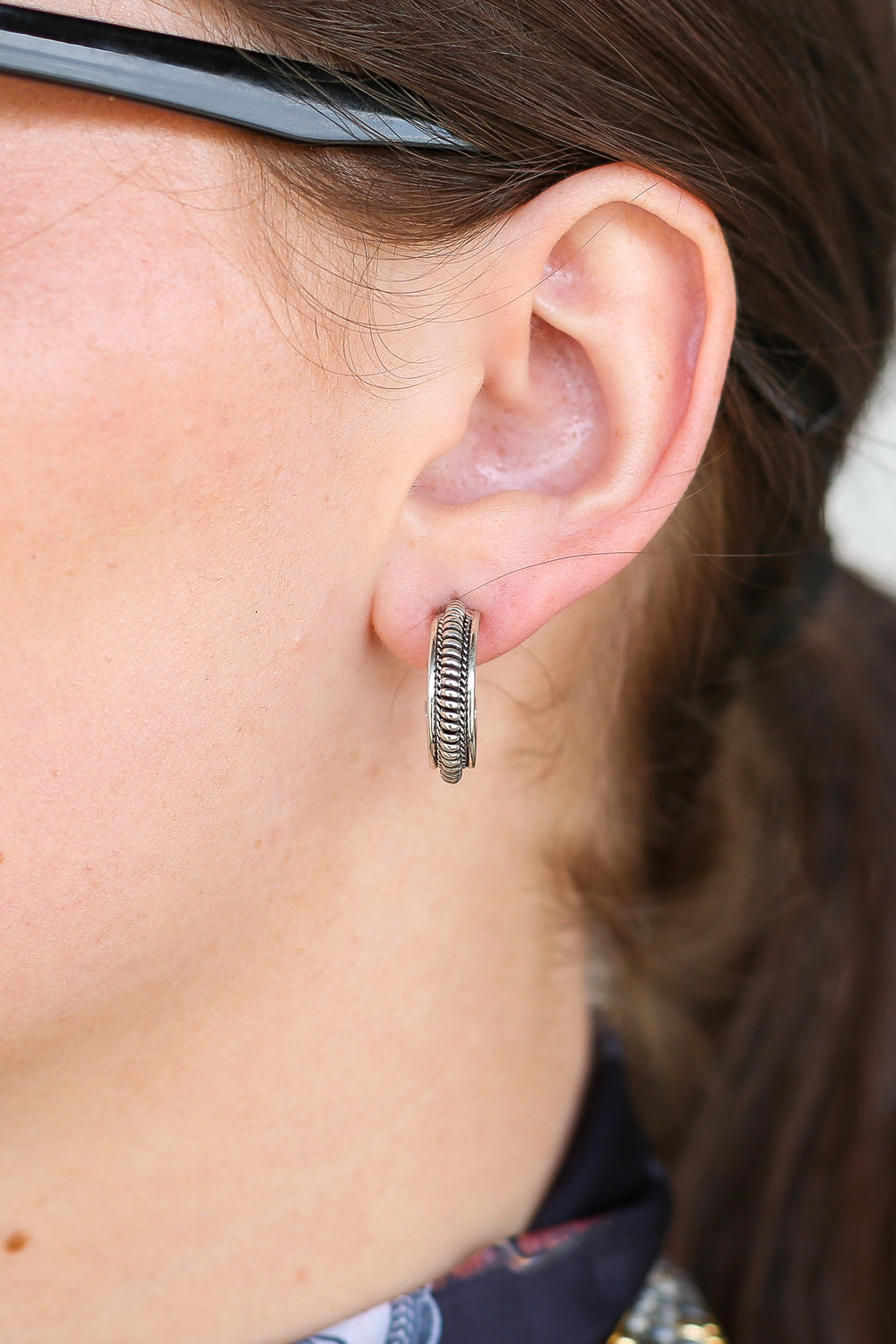 Small Sterling Silver Double Coil Twist Hoop