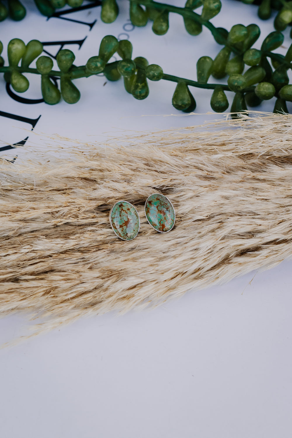 Smooth Oval Turquoise Stud Earrings