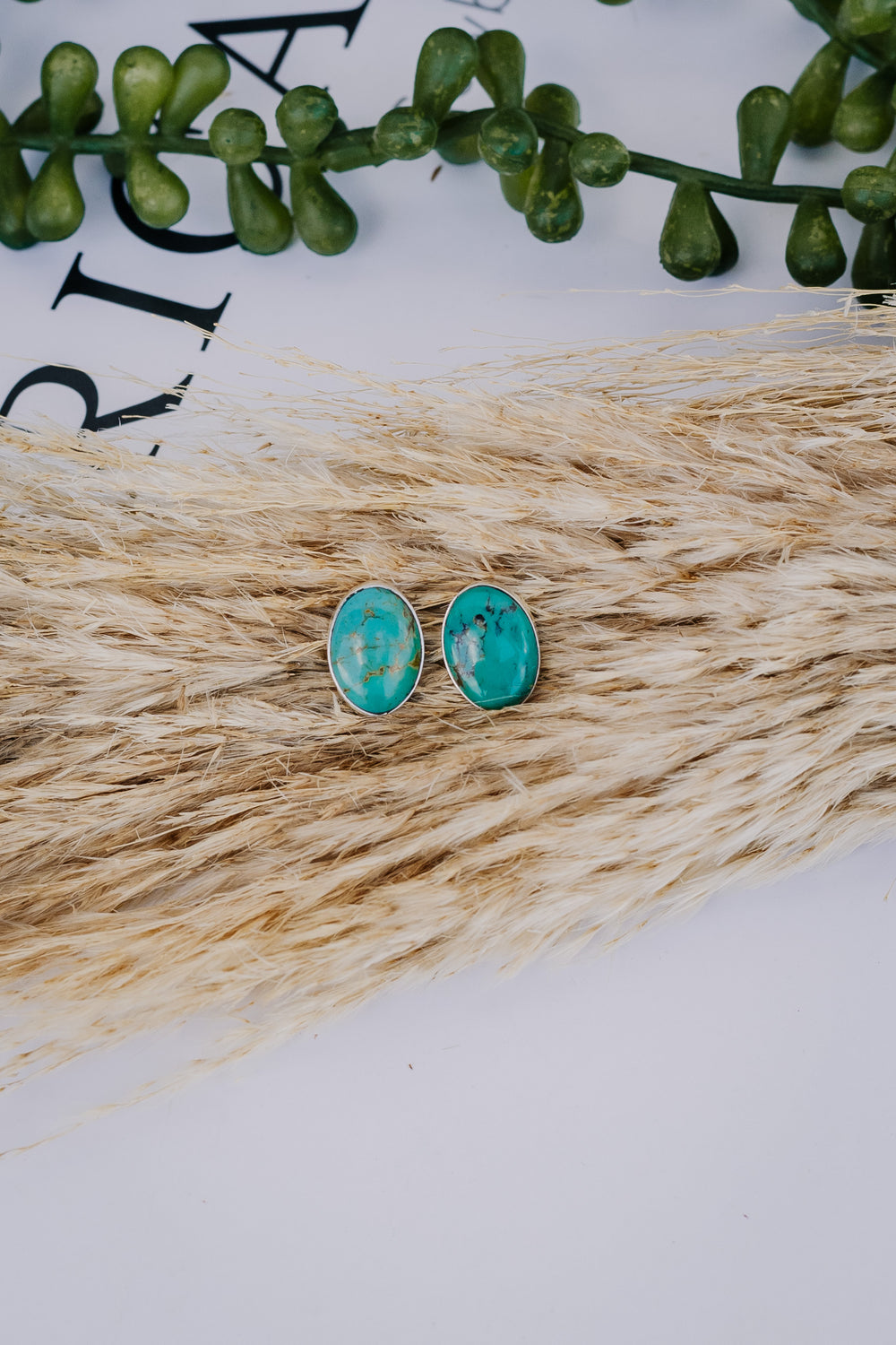 Smooth Oval Turquoise Stud Earrings