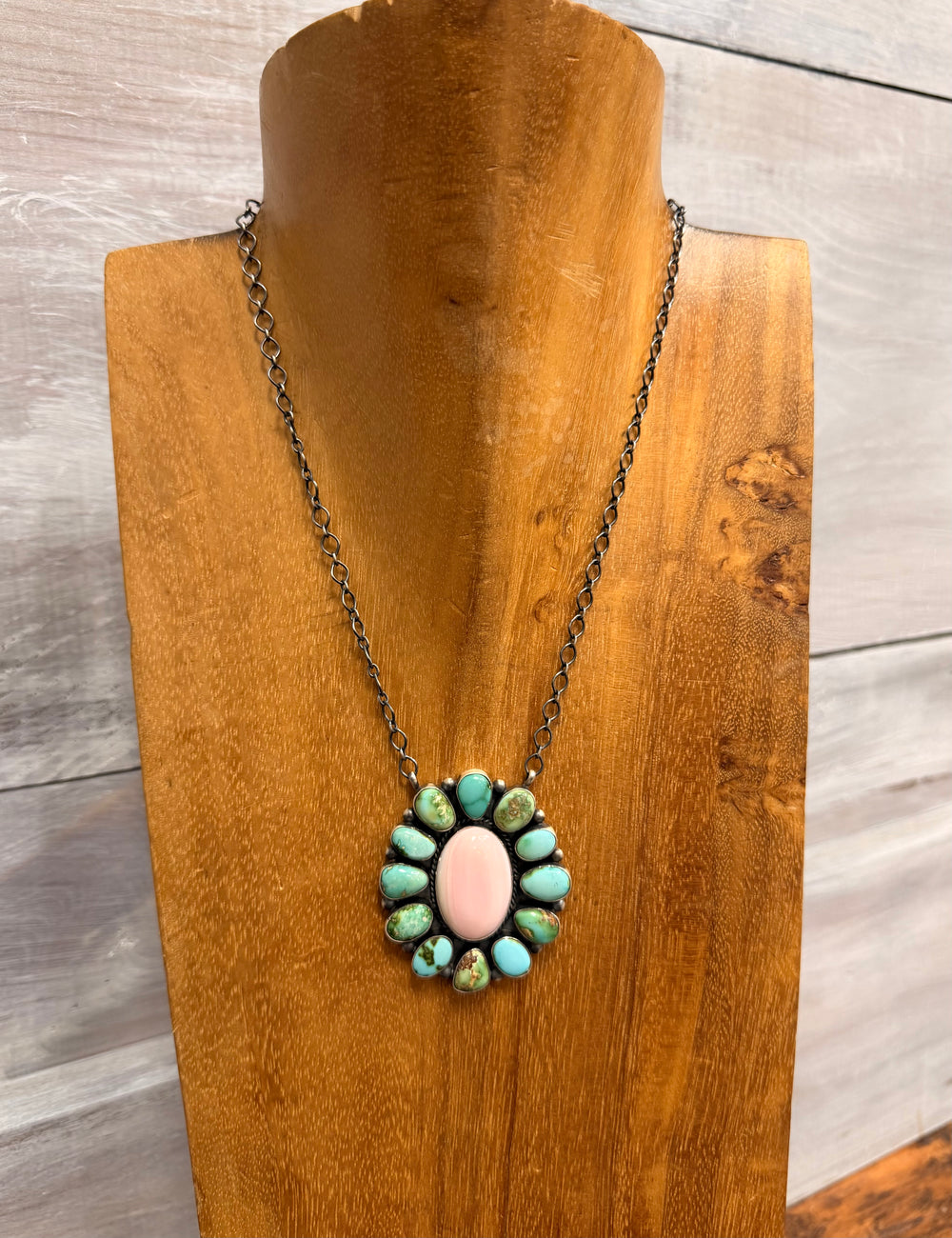 Sonoran Gold and Pink Conch Cluster Necklace