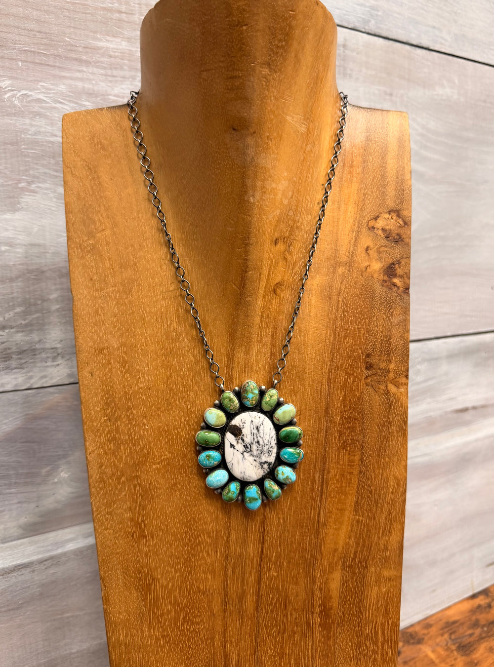 Sonoran Gold and White Buffalo Oval Cluster Necklace