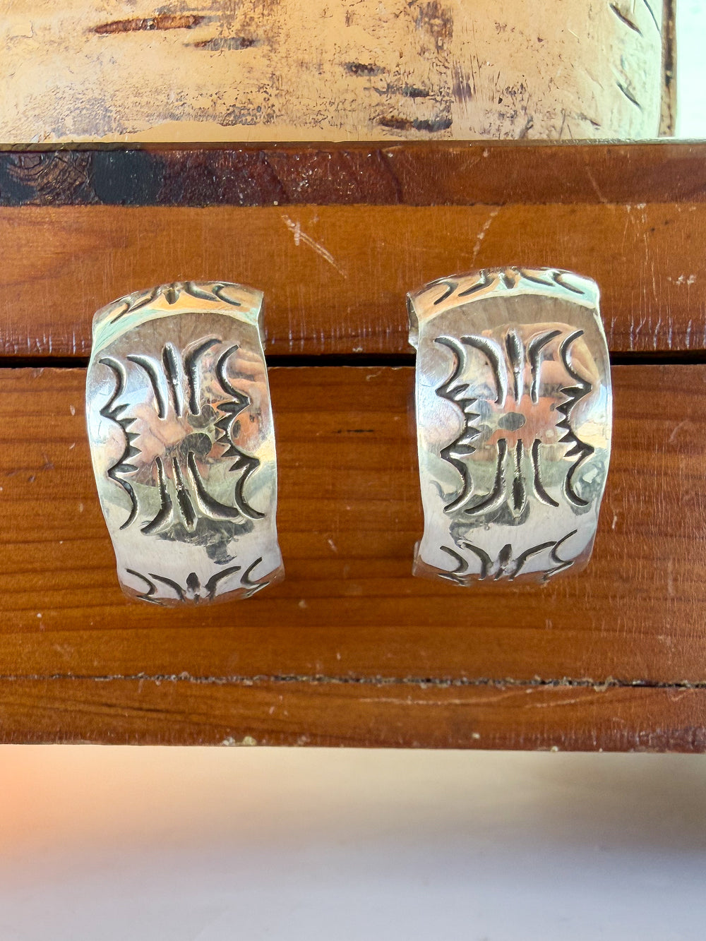 Southwest Trails Silver Hoop Earrings 4.0