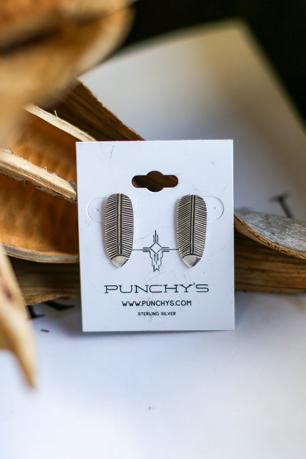 Stamped Feather Stud