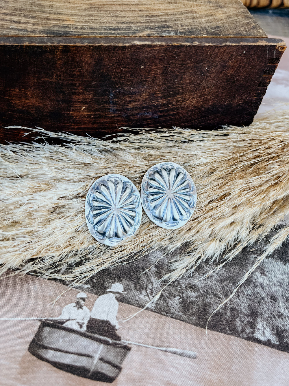 Stamped Oval Concho Earrings