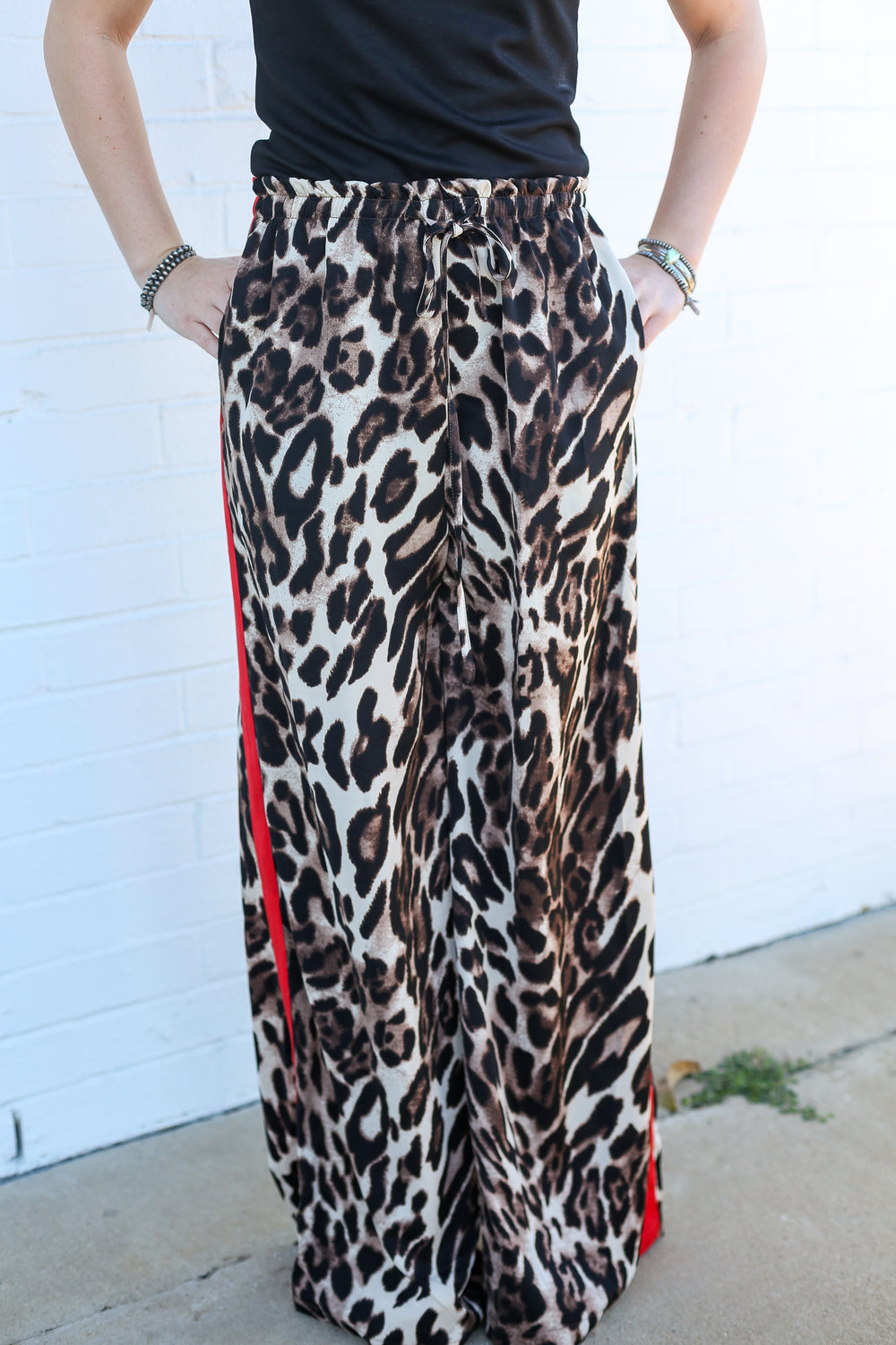 Straight Leg Leopard And Red Pant