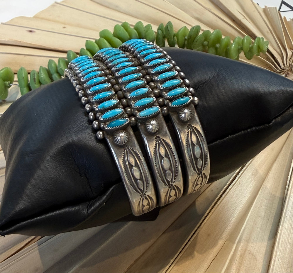 Suede Three Row Turquoise Cuff
