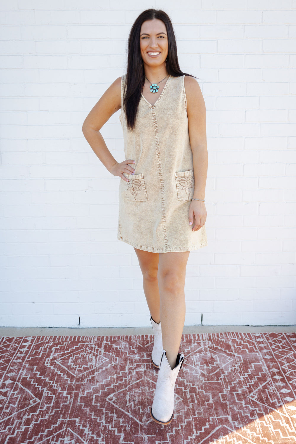 Tan Corduroy Shift Dress