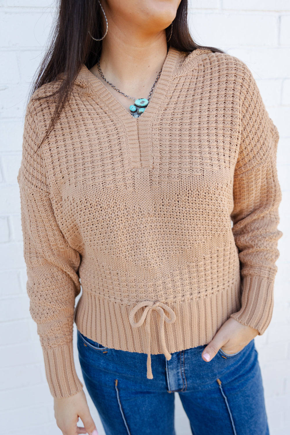 Tan Crochet Hoodie