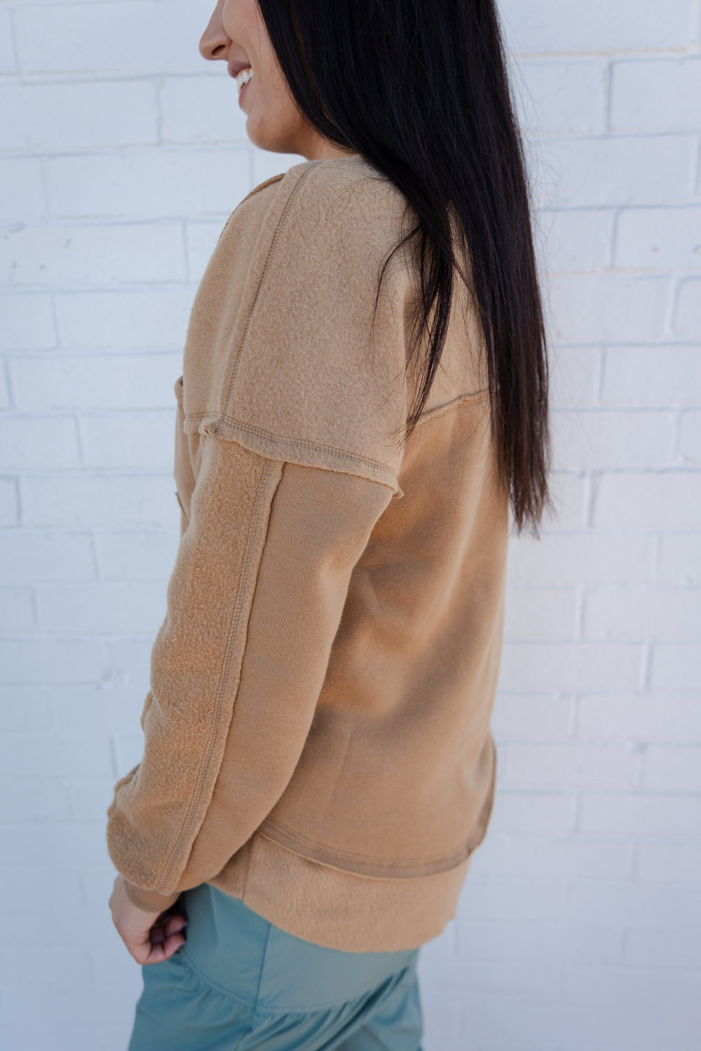 Tan Long Sleeve Pocket Tee