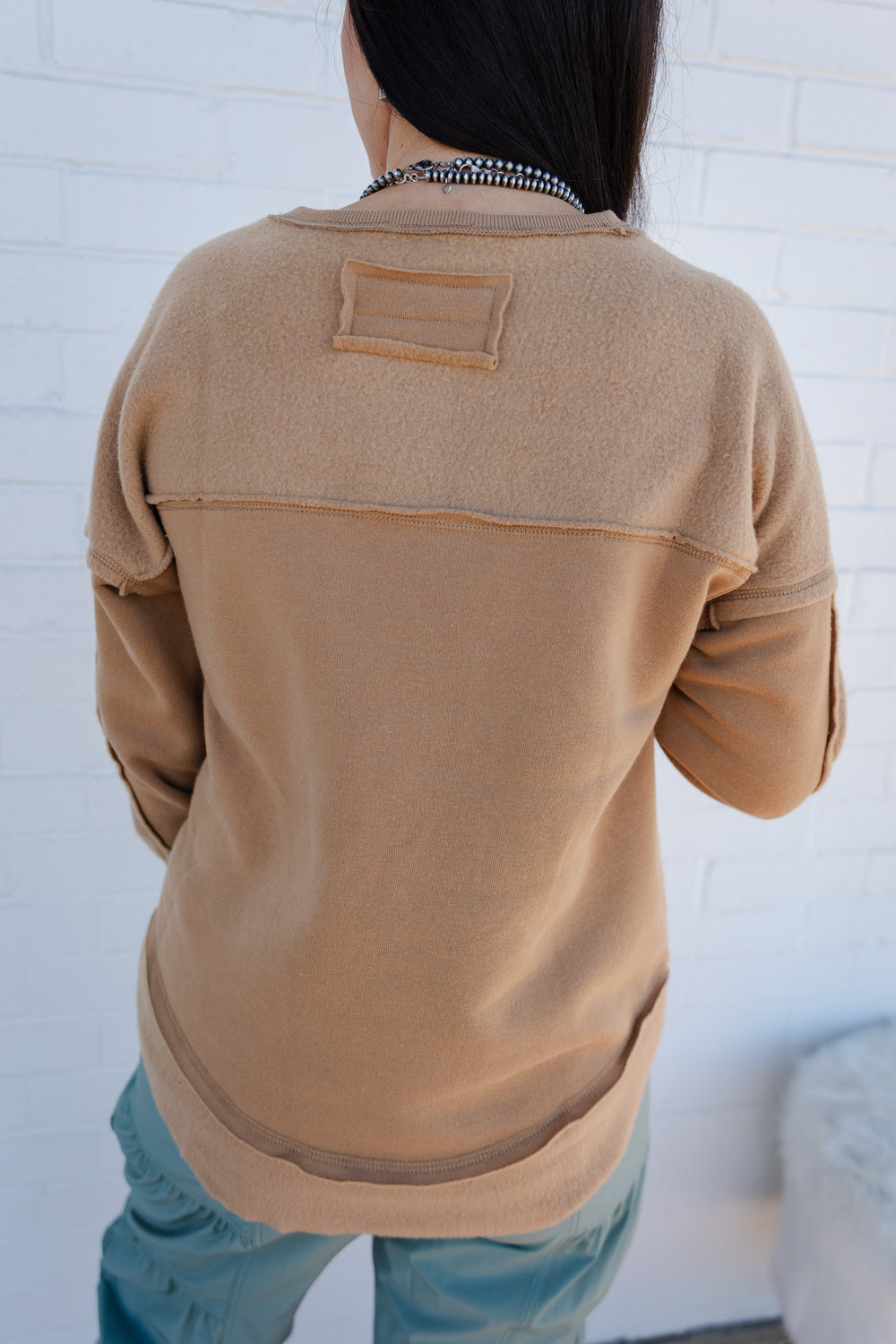 Tan Long Sleeve Pocket Tee