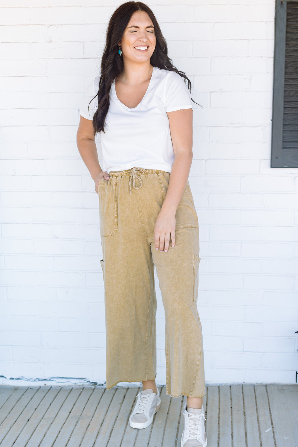 Tan Vintage Wash Crop