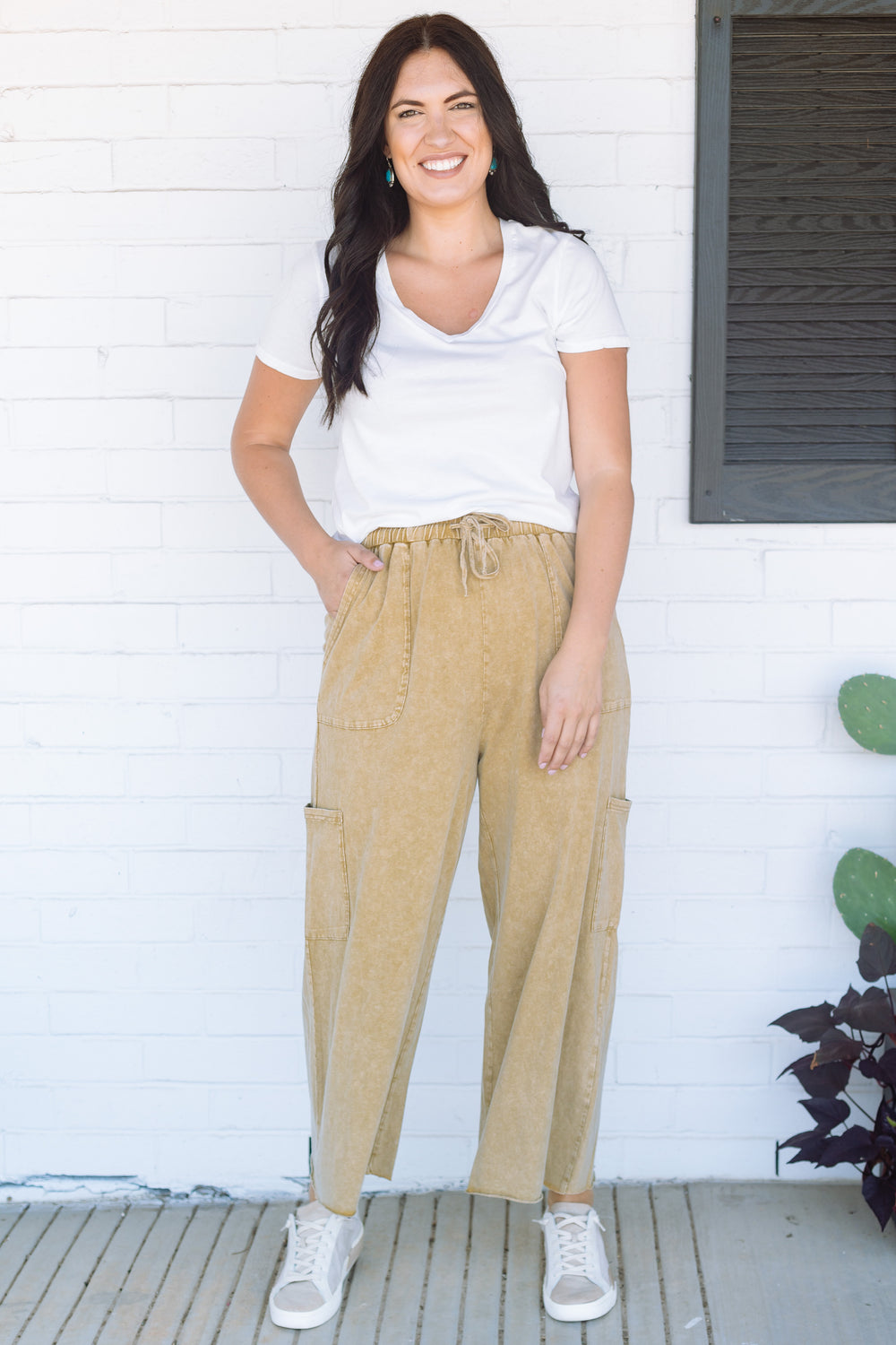 Tan Vintage Wash Crop