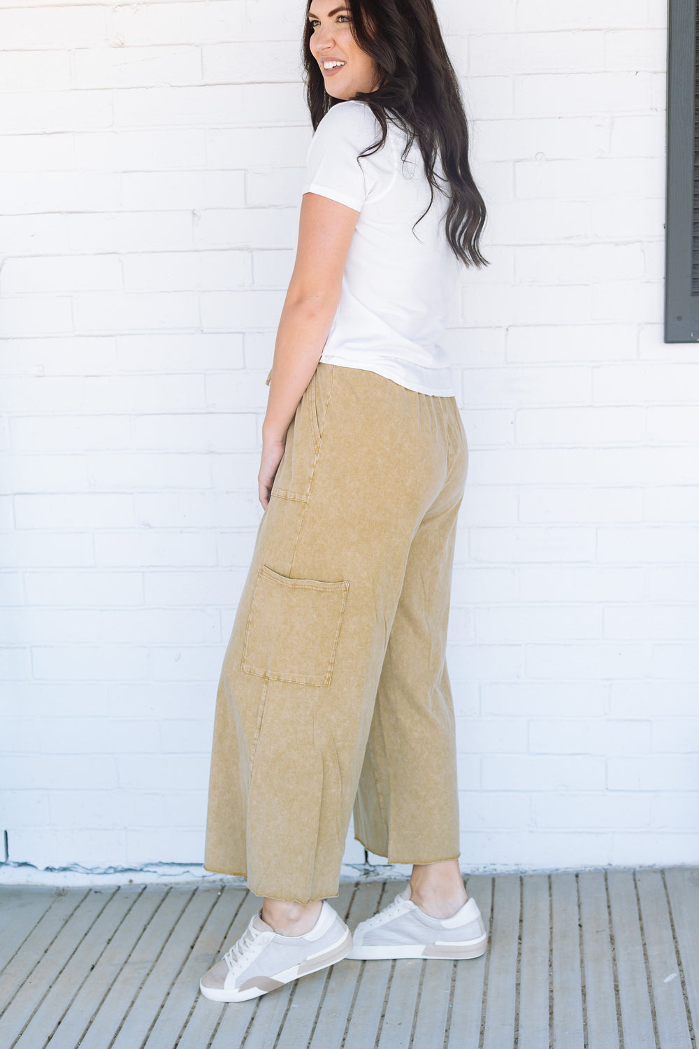 Tan Vintage Wash Crop