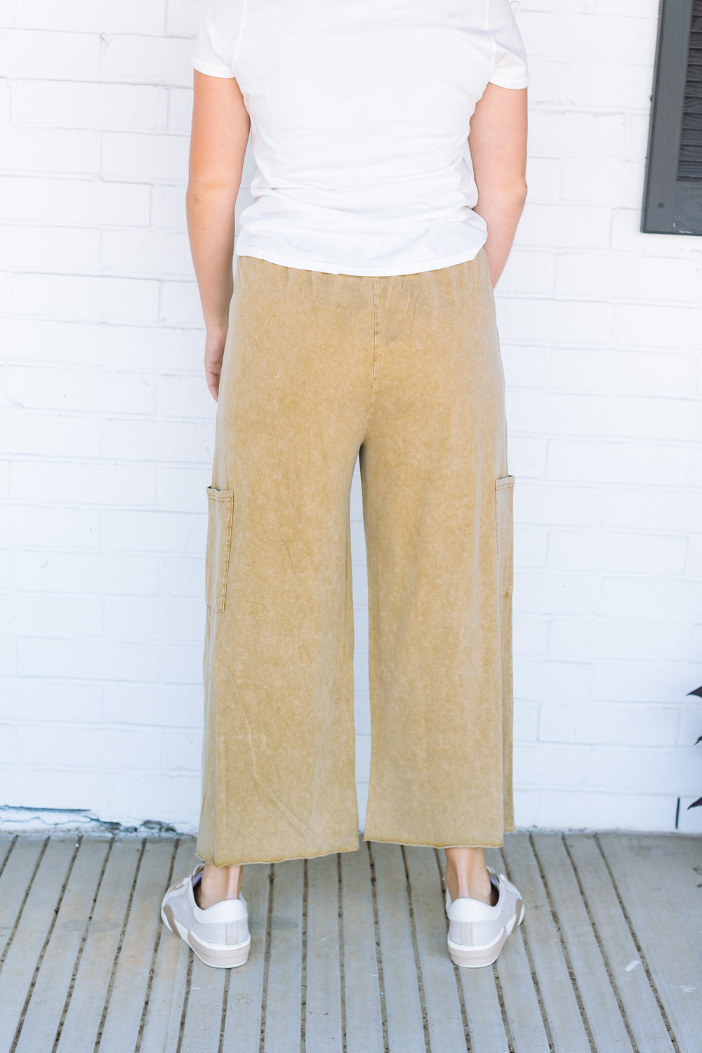 Tan Vintage Wash Crop