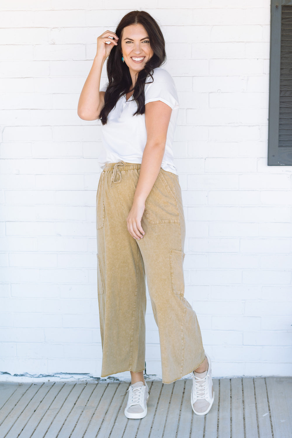 Tan Vintage Wash Crop