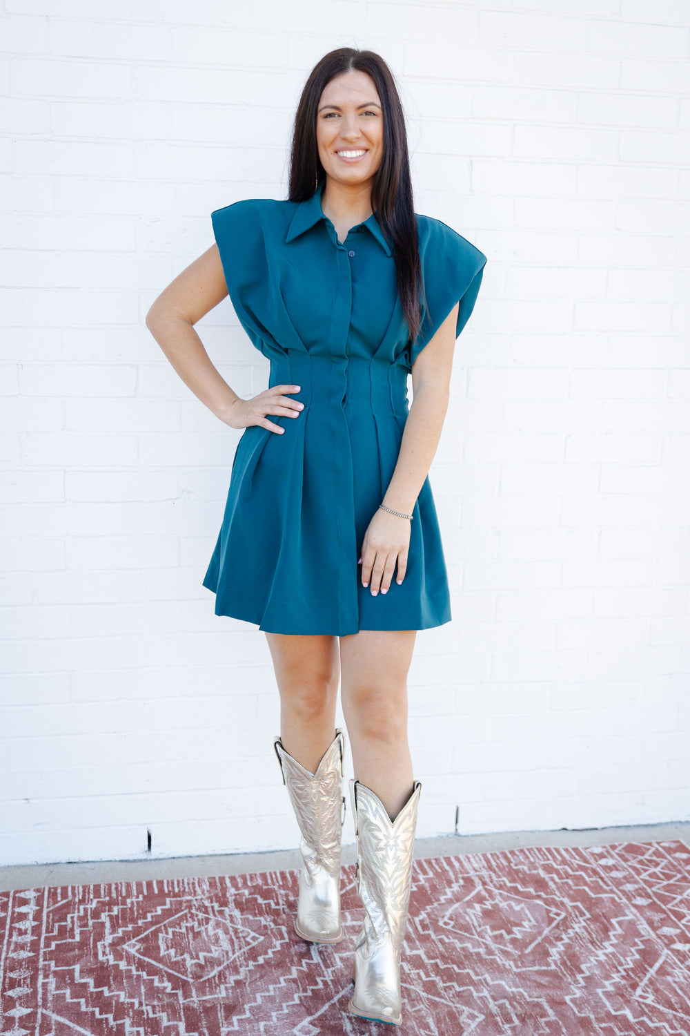 Teal Collared Dress