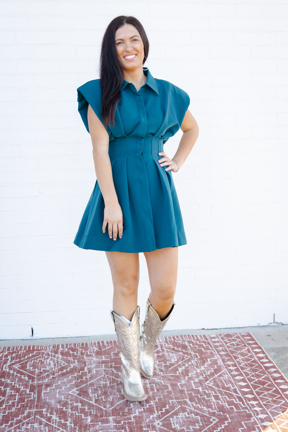 Teal Collared Dress