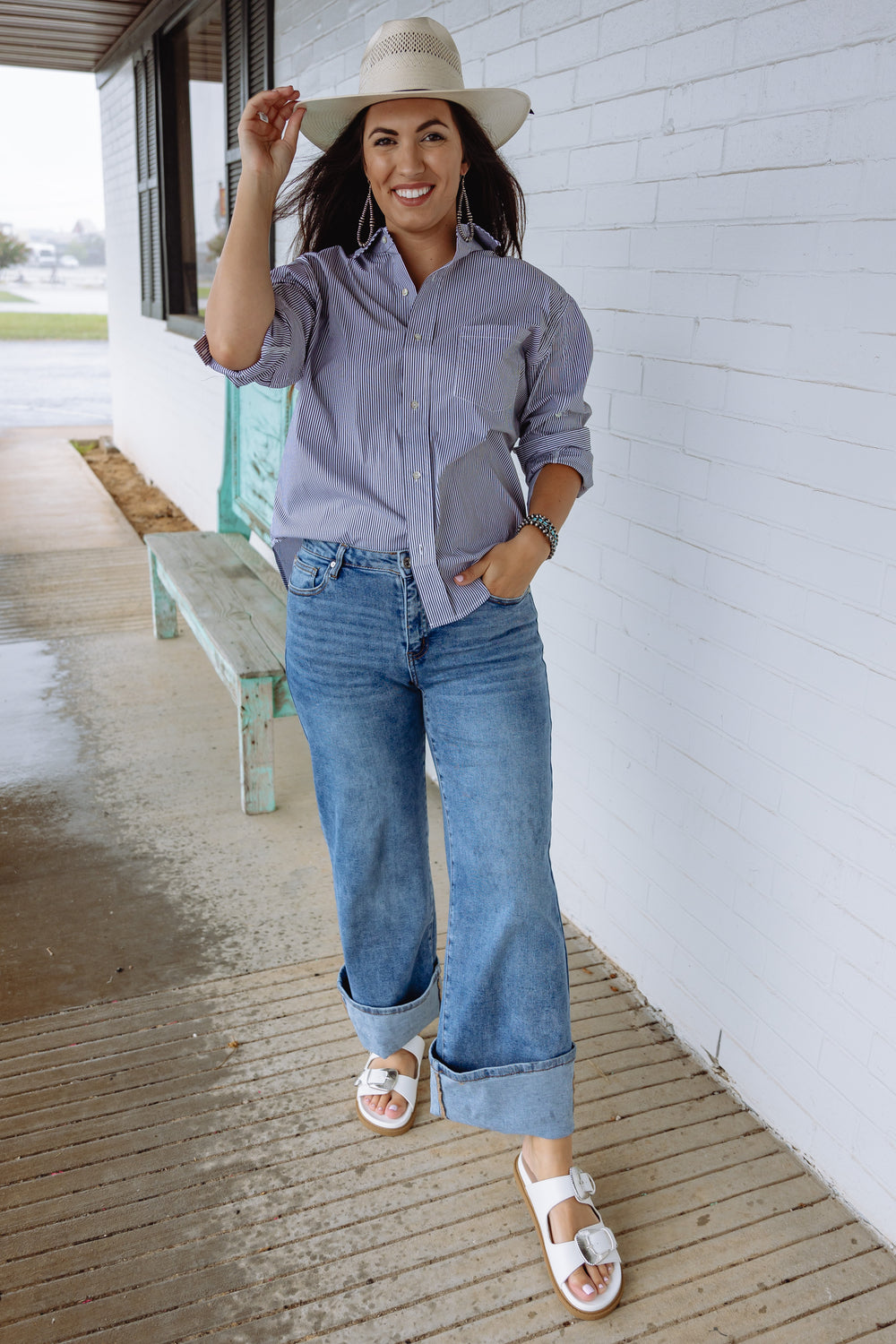 The Lola Black Striped Button Down