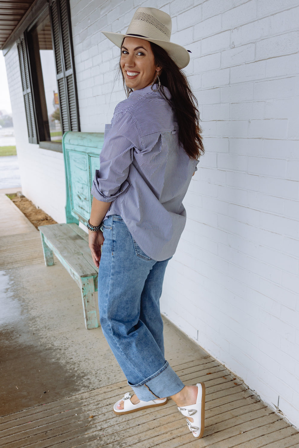 The Lola Black Striped Button Down