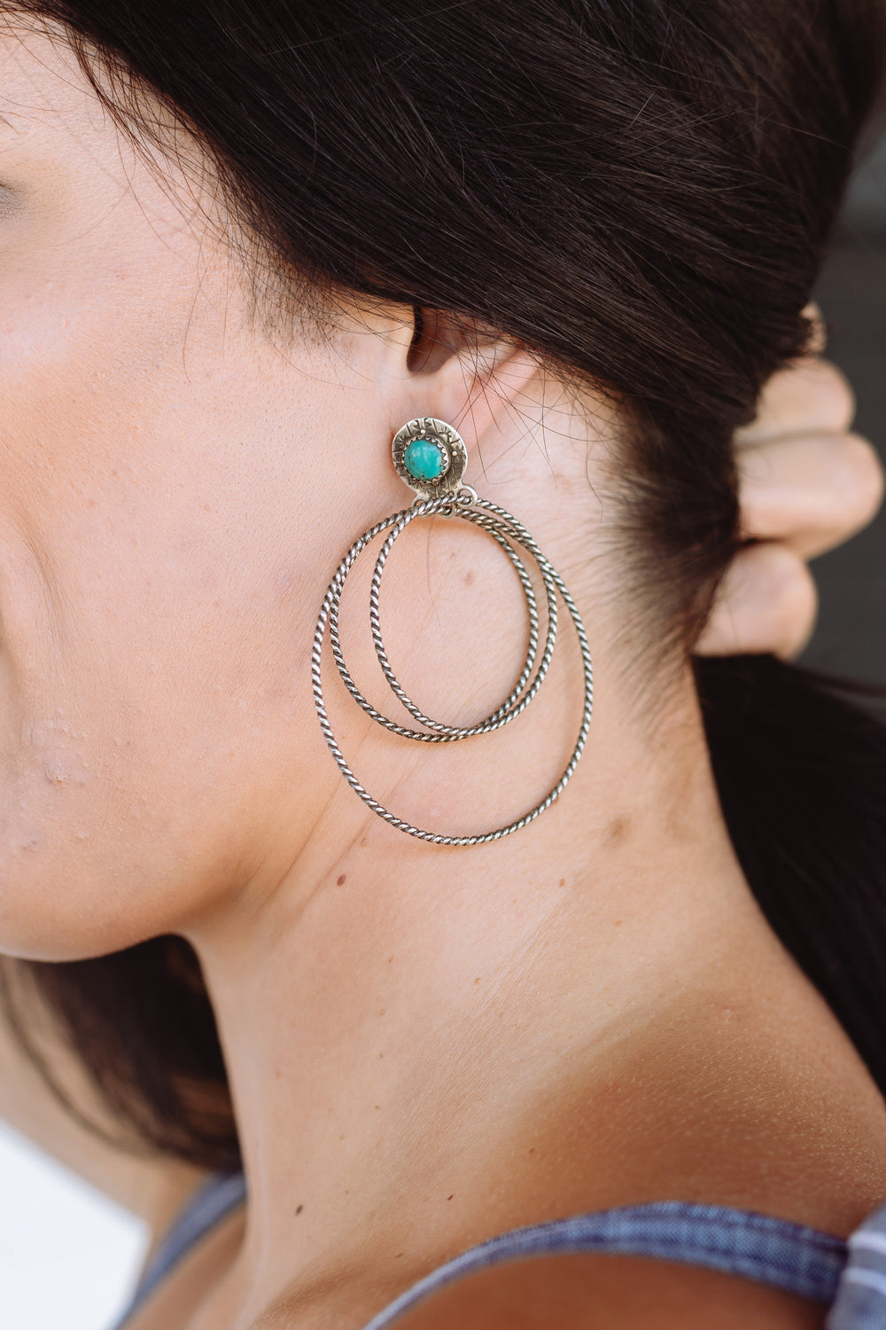 Three Hoop Turquoise earring