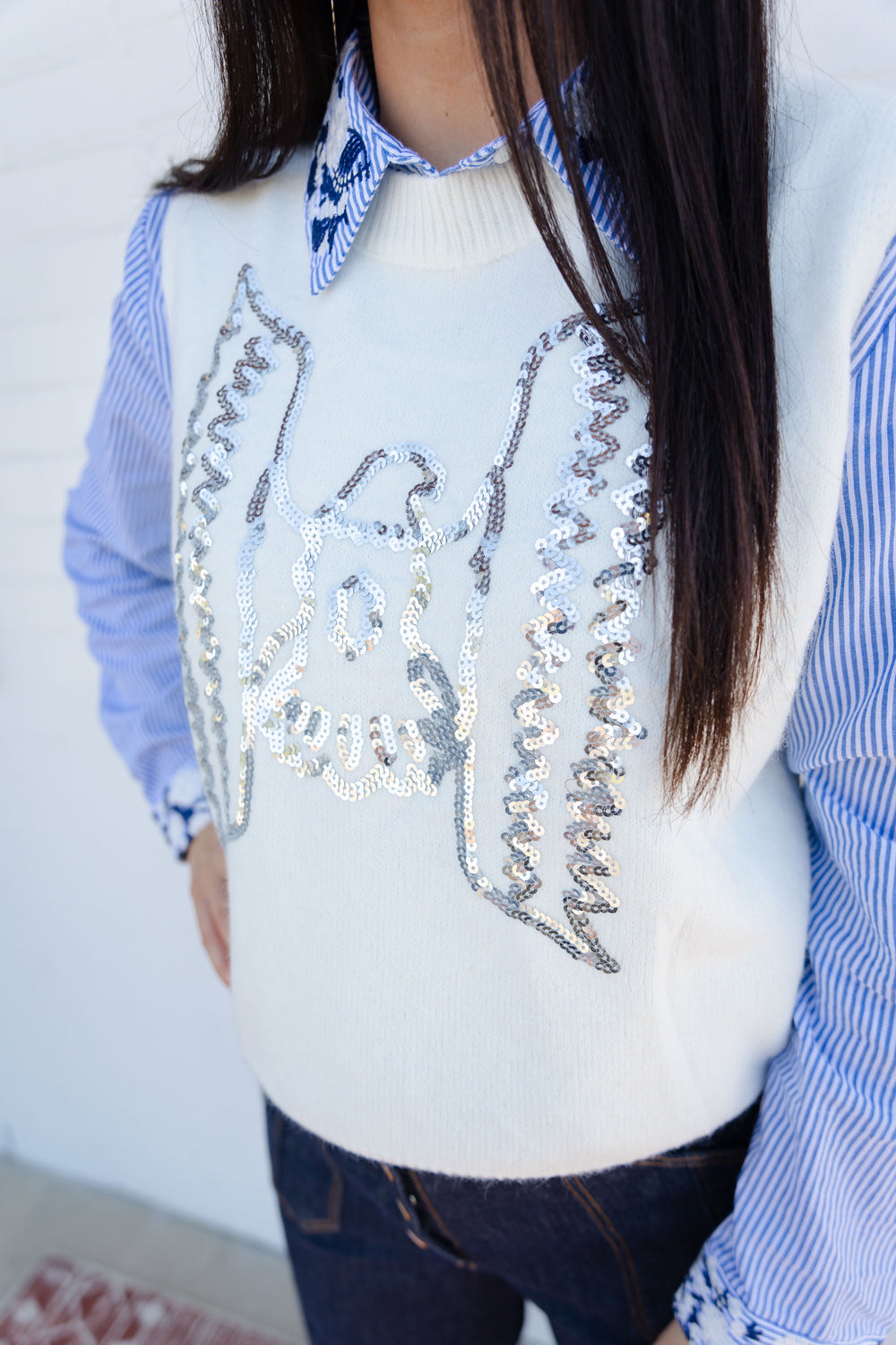 Thunderbird Sequin Sleeveless Sweater