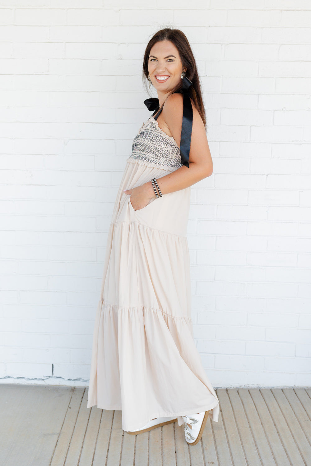 Tiered Tan Dress