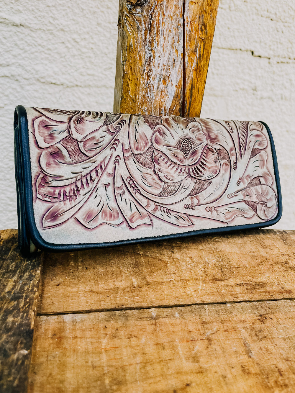 Tooled Turquoise Large Willow Wallet