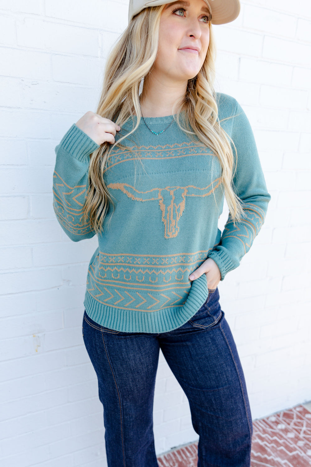 Turquoise Longhorn Sweater