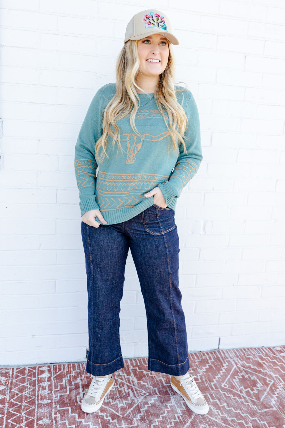 Turquoise Longhorn Sweater