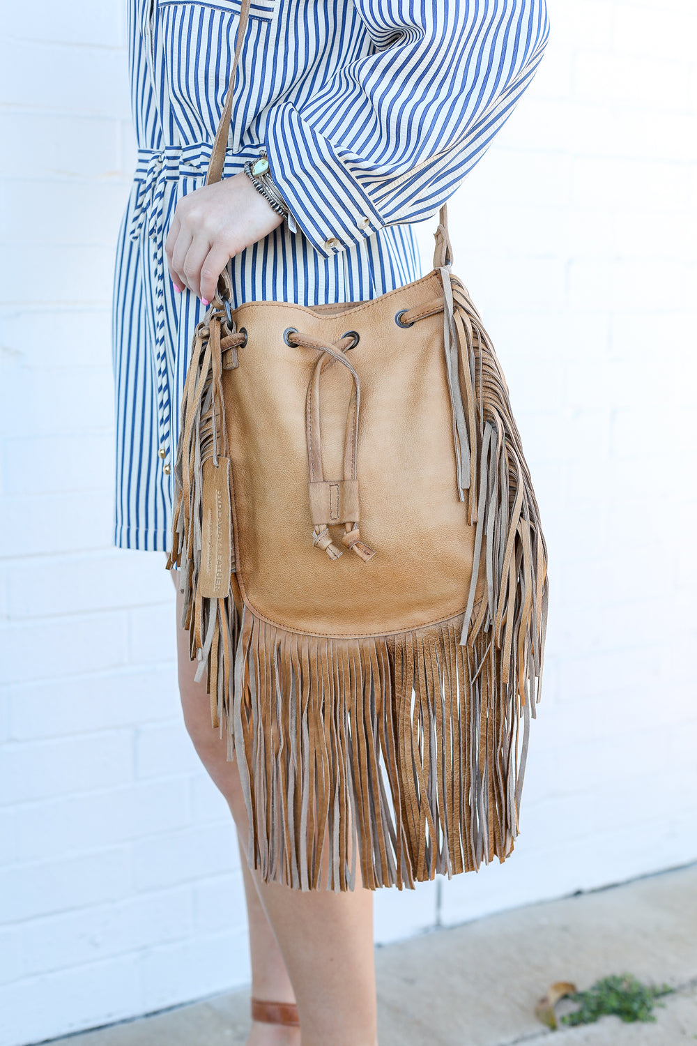 Tan Gypsy Fringed Crossbody