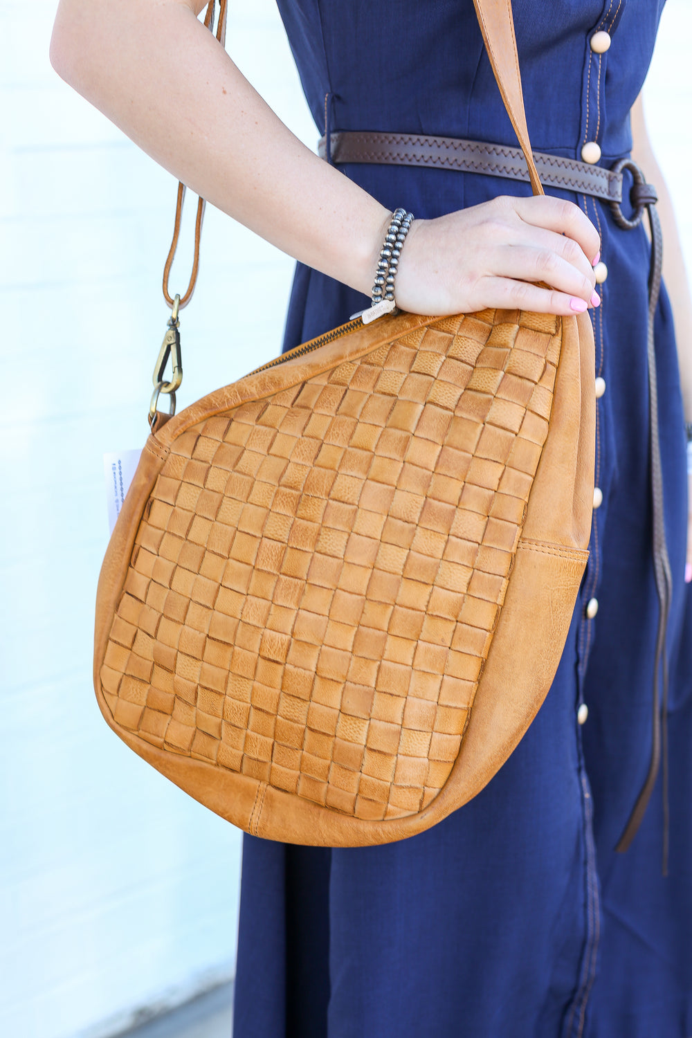 Tan Jam Woven Sling Tote