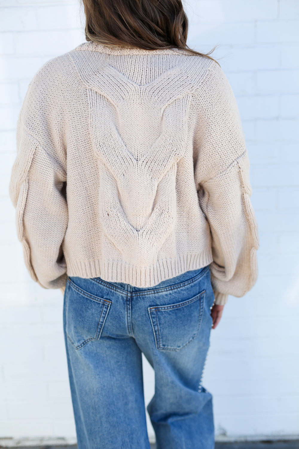 Tan Millie Oversized Cable Knit Cardigan