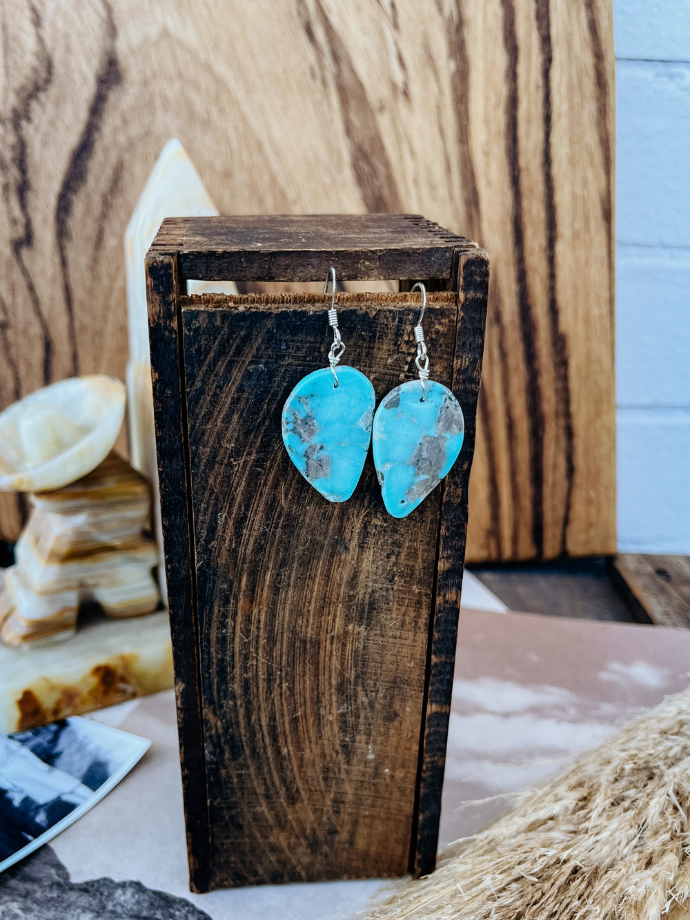 Teardrop Turquoise Slab Earrings