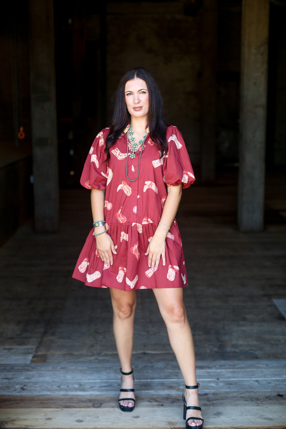 The Boot Scootin Puff Sleeve Dress