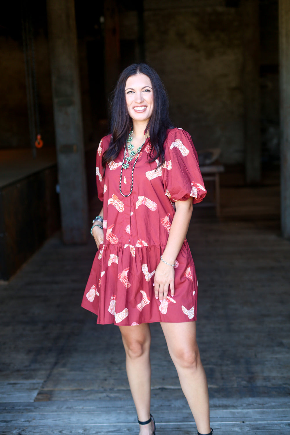 The Boot Scootin Puff Sleeve Dress